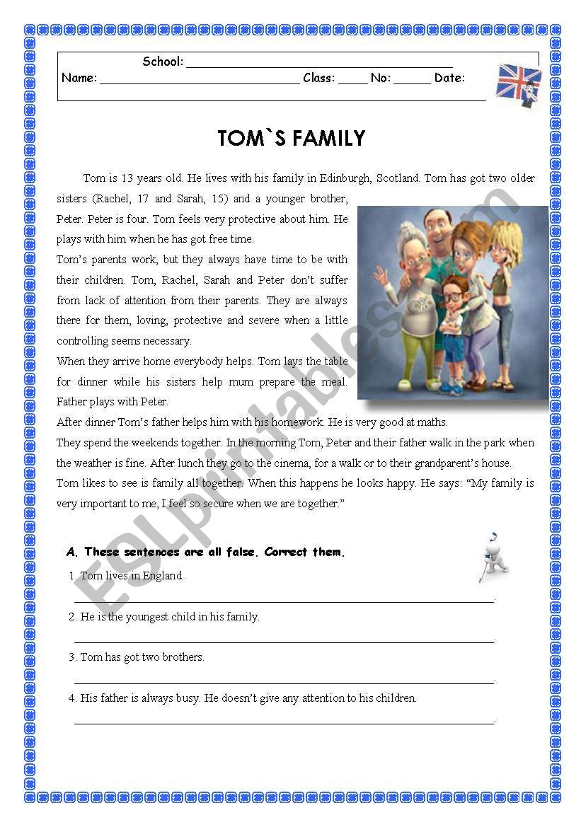 TOM`S FAMILY worksheet